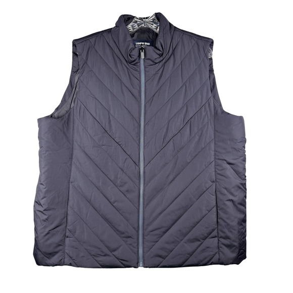 Lands' End Jackets & Blazers - Lands End Outfitters Womens 2X Blue Quilted Chevron Puffer Vest Full Zip